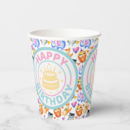 Vasos De Papel Animales de Cumpleaños Infantiles