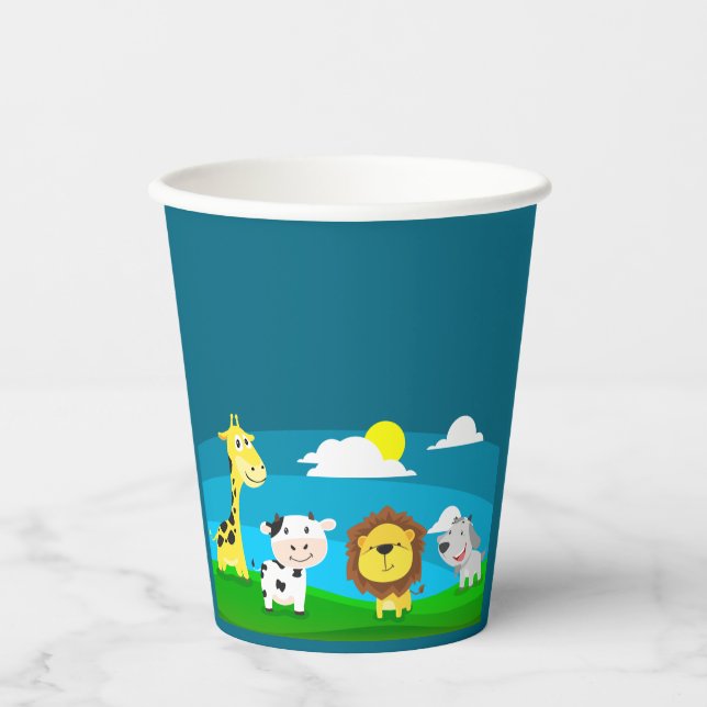 Vasos De Papel Animales de dibujos animados         (Anverso)