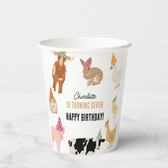 Vasos De Papel Animales de fiesta de granja de animales de zoológ (Reverso )
