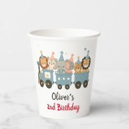 Vasos De Papel Animales de fiesta lindos en tren personalizado
