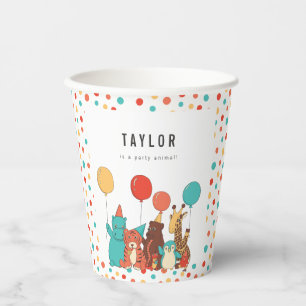 Vasos De Papel Animales de Fiesta y Lunares Cumpleaños Personaliz
