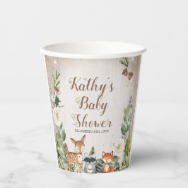 Vasos De Papel Animales de invierno Baby Shower Floral blanca de 