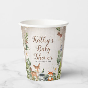 Vasos De Papel Animales de invierno Baby Shower Floral blanca de 