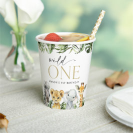 Vasos De Papel Animales de la jungla, Safari, Salvaje, Primer Cum