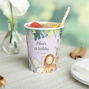 Vasos De Papel Animales de la selva safari personalizados 1er cum