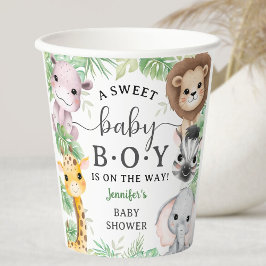 Vasos De Papel Animales de Safari Baby Shower Niño Selva Tropical