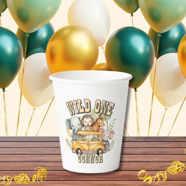 Vasos De Papel Animales de safari de cumpleaños de chicos salvaje (Subido por el creador)