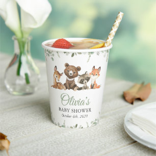 Vasos De Papel Animales de Woodland, Bosque, Salvaje, Baby Shower