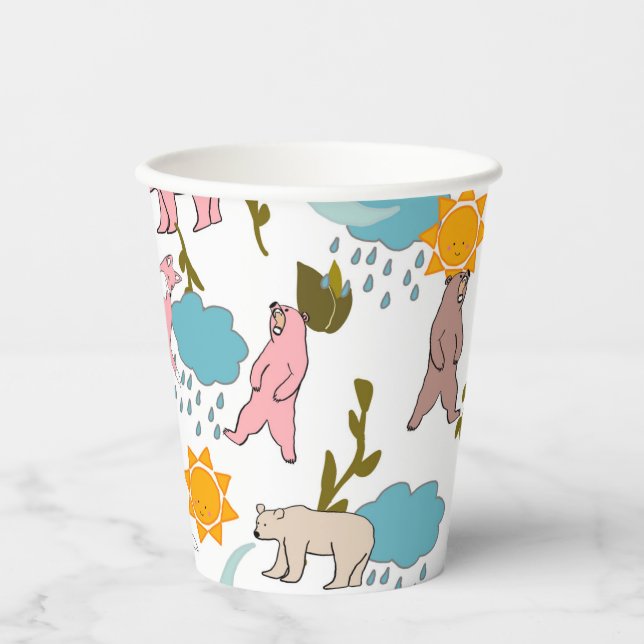 Vasos De Papel Animales de Woodland - Suministros para Fiestas de (Anverso)