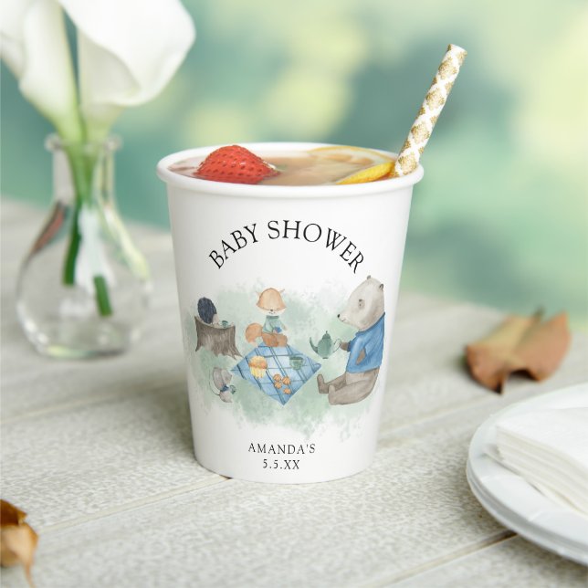Vasos De Papel Animales del bosque - baby shower (in situ)