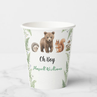 Vasos De Papel Animales del bosque de madera baby shower