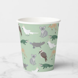 Vasos De Papel Animales nativos australianos Eucalyptus Patrón Ve