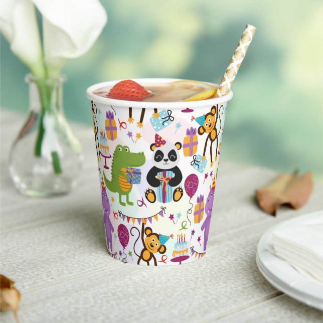 Vasos De Papel Animales Salvajes Cumpleaños Niños (in situ)