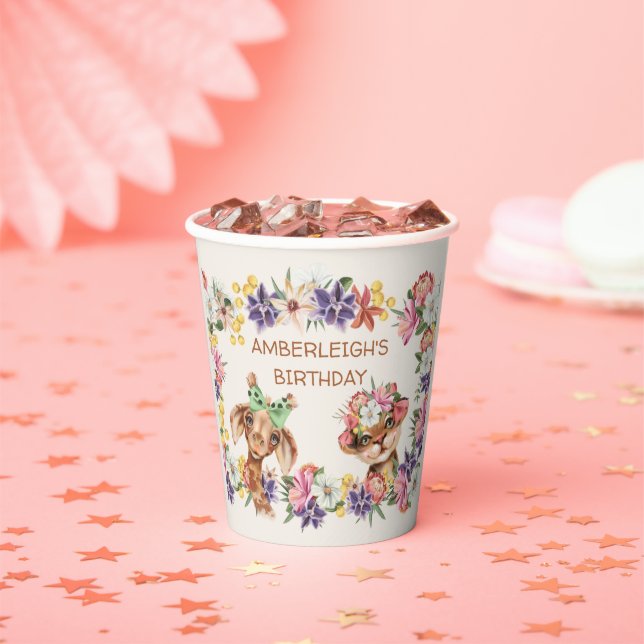 Vasos De Papel Animales salvajes de pura raza Flores de tigre Cum (in situ)