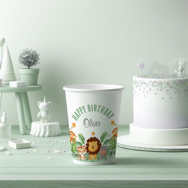 Vasos De Papel Animales salvajes Jungla animales niño tropical Cu (Subido por el creador)