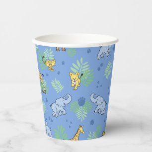 Vasos De Papel Animales Salvajes Lindos Safari Shower Azul