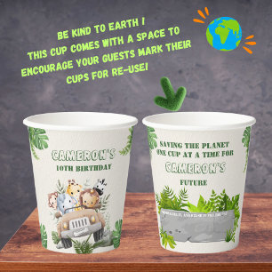Vasos De Papel Animales salvajes salvajes Kawaii ecológicos soste