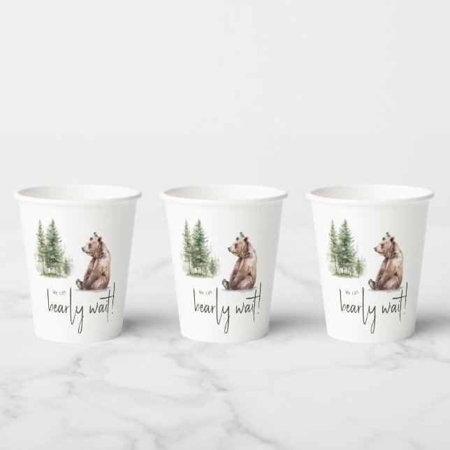 Vasos De Papel Animales Woodland que podemos esperar a Baby Showe (Multi)