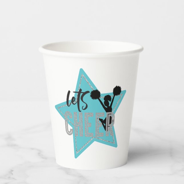 Vasos De Papel Animando azul Plateado Negro Cumpleaños de ánimo (Anverso)