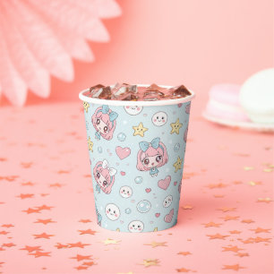 Vasos De Papel  Anime Kawaii with Hearts and Stars
