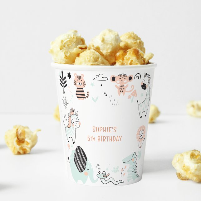 Vasos De Papel Aniversario de animales salvajes de safari (Subido por el creador)