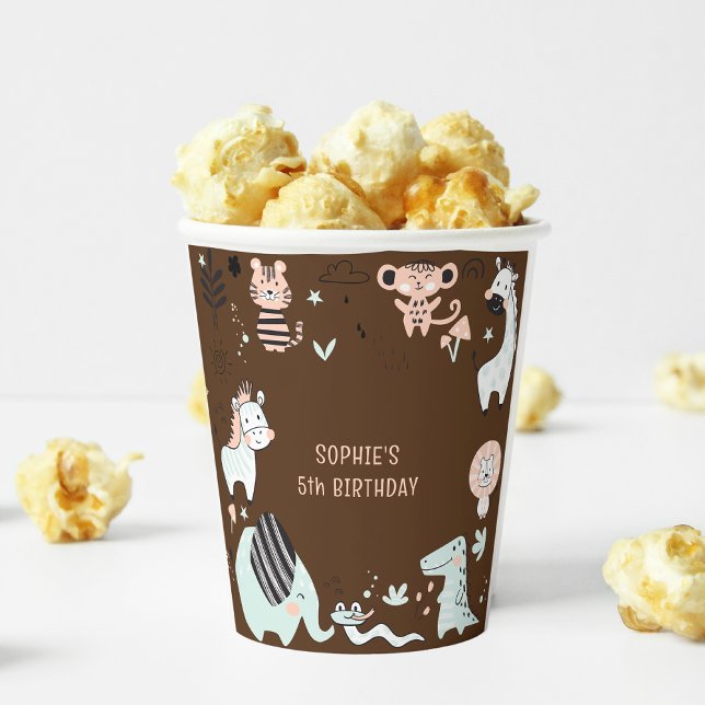 Vasos De Papel Aniversario de animales salvajes de safari (Subido por el creador)