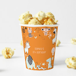 Vasos De Papel Aniversario de animales salvajes de safari