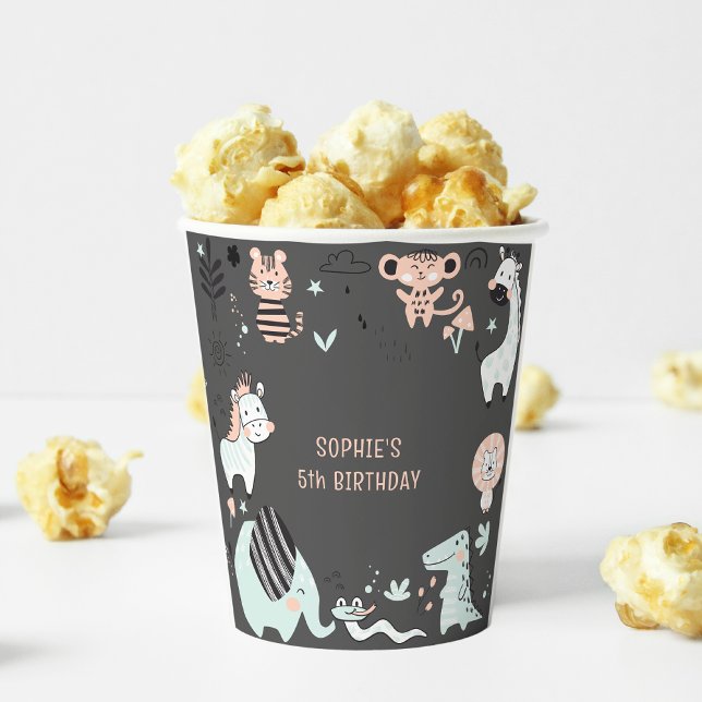 Vasos De Papel Aniversario de animales salvajes de safari (Subido por el creador)