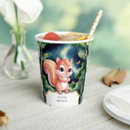 Vasos De Papel Aniversario de la Ardilla Cuta Encantada