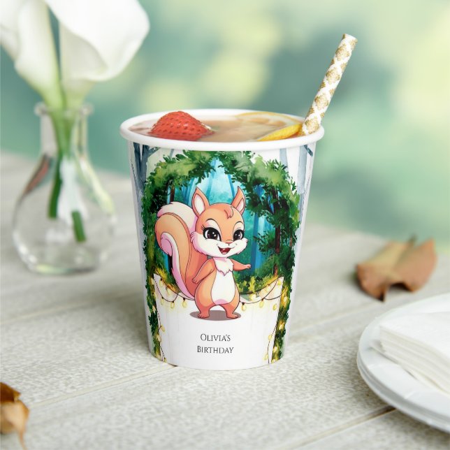 Vasos De Papel Aniversario de la ardilla del boho (in situ)