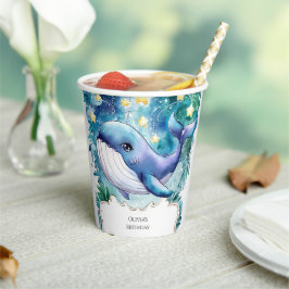 Vasos De Papel Aniversario de la ballena náutica de color