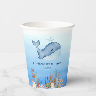 Vasos De Papel Aniversario de la muerte de Coral Mar Azul de ball