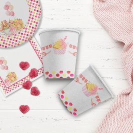 Vasos De Papel Aniversario de la Primavera de Verano Rosa Amarill