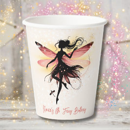 Vasos De Papel Aniversario de la silueta de Fairy con encanto