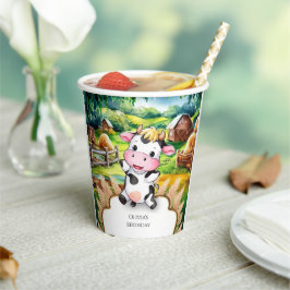 Vasos De Papel Aniversario de la vaca pequeña