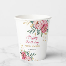 Vasos De Papel Aniversario de la vegetación de la hoja de oro de