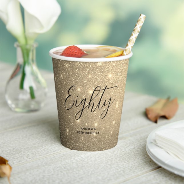 Vasos De Papel Aniversario del elegante hito dorado (in situ)
