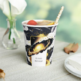 Vasos De Papel Aniversario del espacio de galaxia encantado