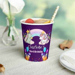 Vasos De Papel Aniversario del globo de arco iris de la dinosauri