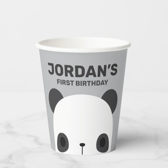 Vasos De Papel Aniversario del Oso del Pequeño Panda (Anverso)