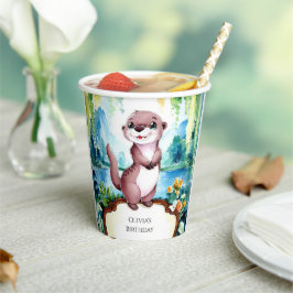 Vasos De Papel Aniversario del Otter Pequeño y Alegre
