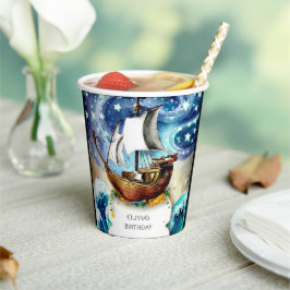 Vasos De Papel Aniversario del pirata de barcos de niños extravag