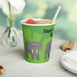Vasos De Papel Aniversario del tema de Safari - elefante