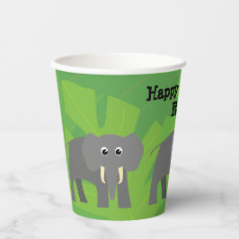 Vasos De Papel Aniversario del tema de Safari - elefante