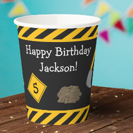 Vasos De Papel Aniversario feliz de la construcción con niño mayo