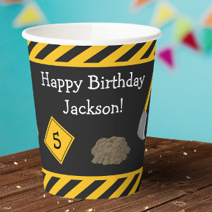 Vasos De Papel Aniversario feliz de la construcción con niño mayo