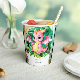 Vasos De Papel Aniversario simple del dragón radiante