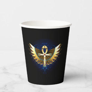 Vasos De Papel Ankh de oro con alas