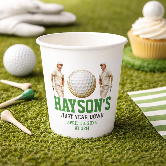 Vasos De Papel ¡Año Cumplido, Golf a Tope! Fiesta de Cumpleaños 1 (Year Down, Golf On! 1st Birthday Party Paper Cups)