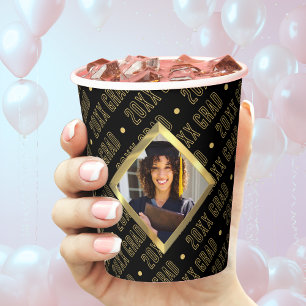Vasos De Papel Año de Graduación de Fotografías con Banda Negra y